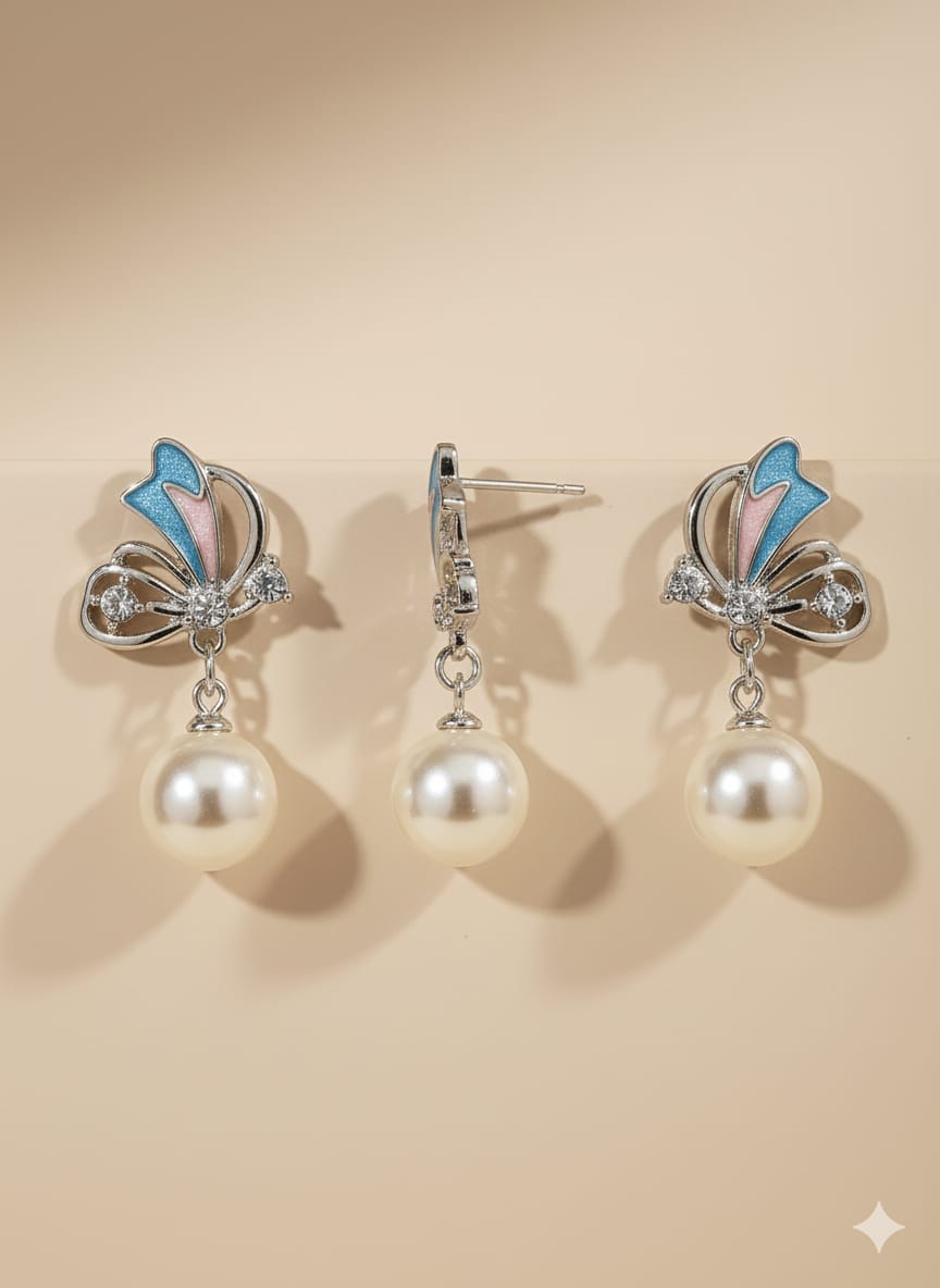 ✨ Butterfly Shape Pearl Drop Earrings ✨