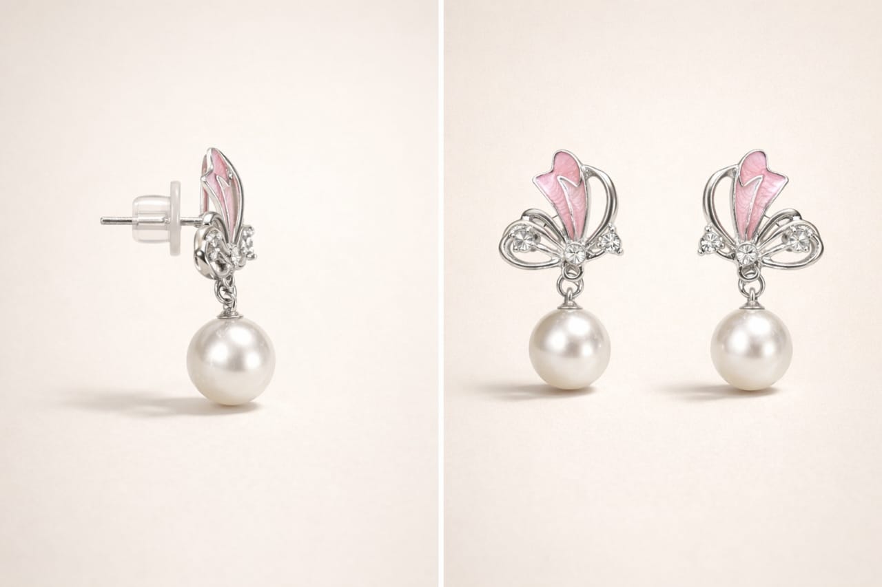 ✨ Butterfly Shape Pearl Drop Earrings ✨