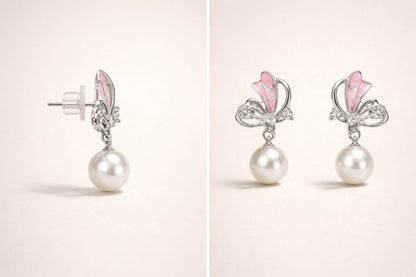 ✨ Butterfly Shape Pearl Drop Earrings ✨