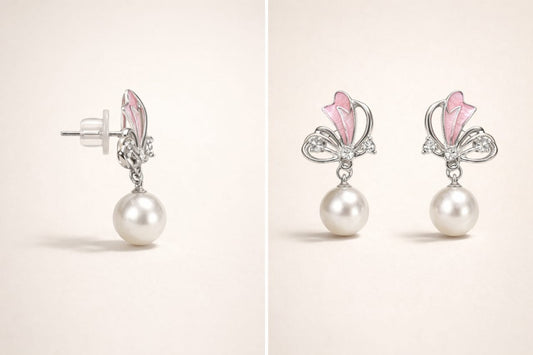 ✨ Butterfly Shape Pearl Drop Earrings ✨