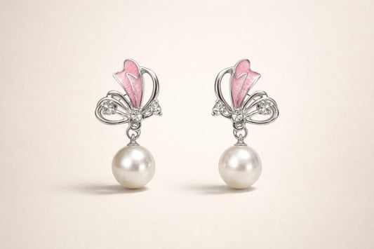 ✨ Butterfly Shape Pearl Drop Earrings ✨
