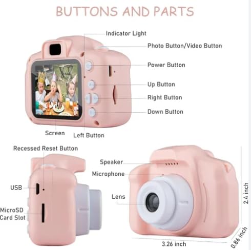 Kids Camera Toy for 3-12 Year Olds | 1080P HD Video & Photos | Ideal Christmas & Birthday Gifts for Girls | Fun Digital Camera for Kids - Multicolour