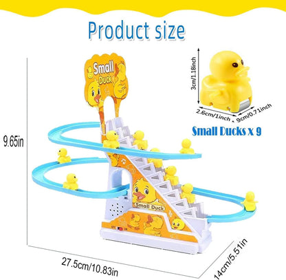 Duck Track Toys for Kids - Small Ducks Stair Climbing Toys for Kids, Escalator Toy with Lights and Music - 3 Duck Included - Duck Track Yellow