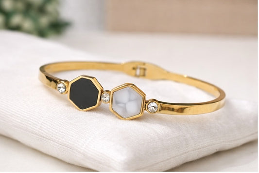 ✨ Modern geometry design - Anti-Tarnish Gold Plated Bracelet / Kada